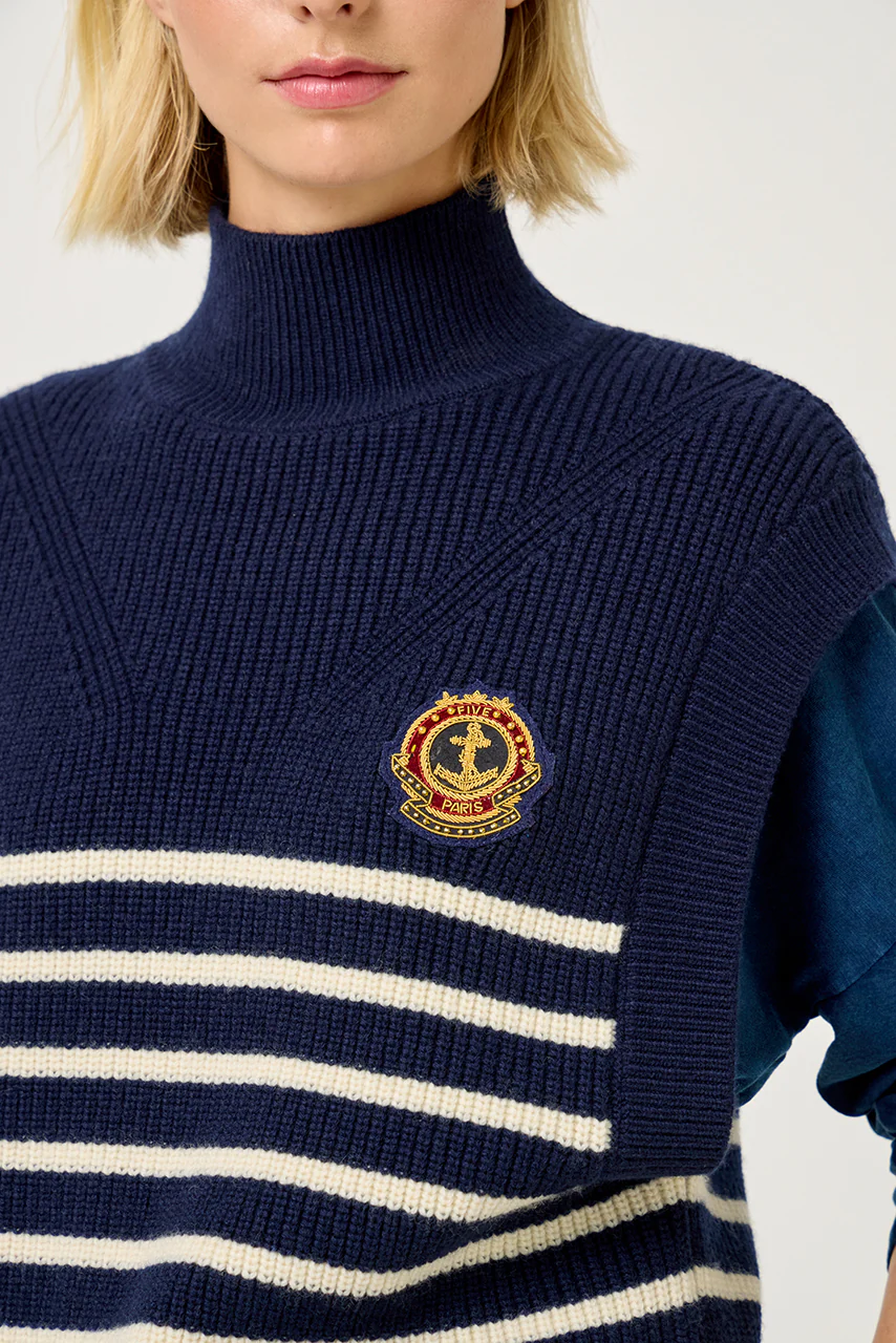 Pull Sans Manche Marinière - Image 4